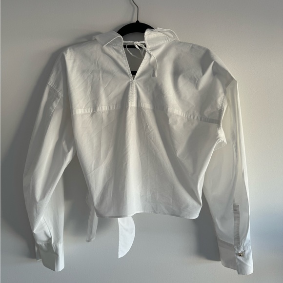 VINCE SIDE TIE WRAP BLOUSE WHITE SZ M - Picture 5 of 9